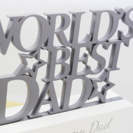 Fotolijstje, 'World's Best Dad', houten letters