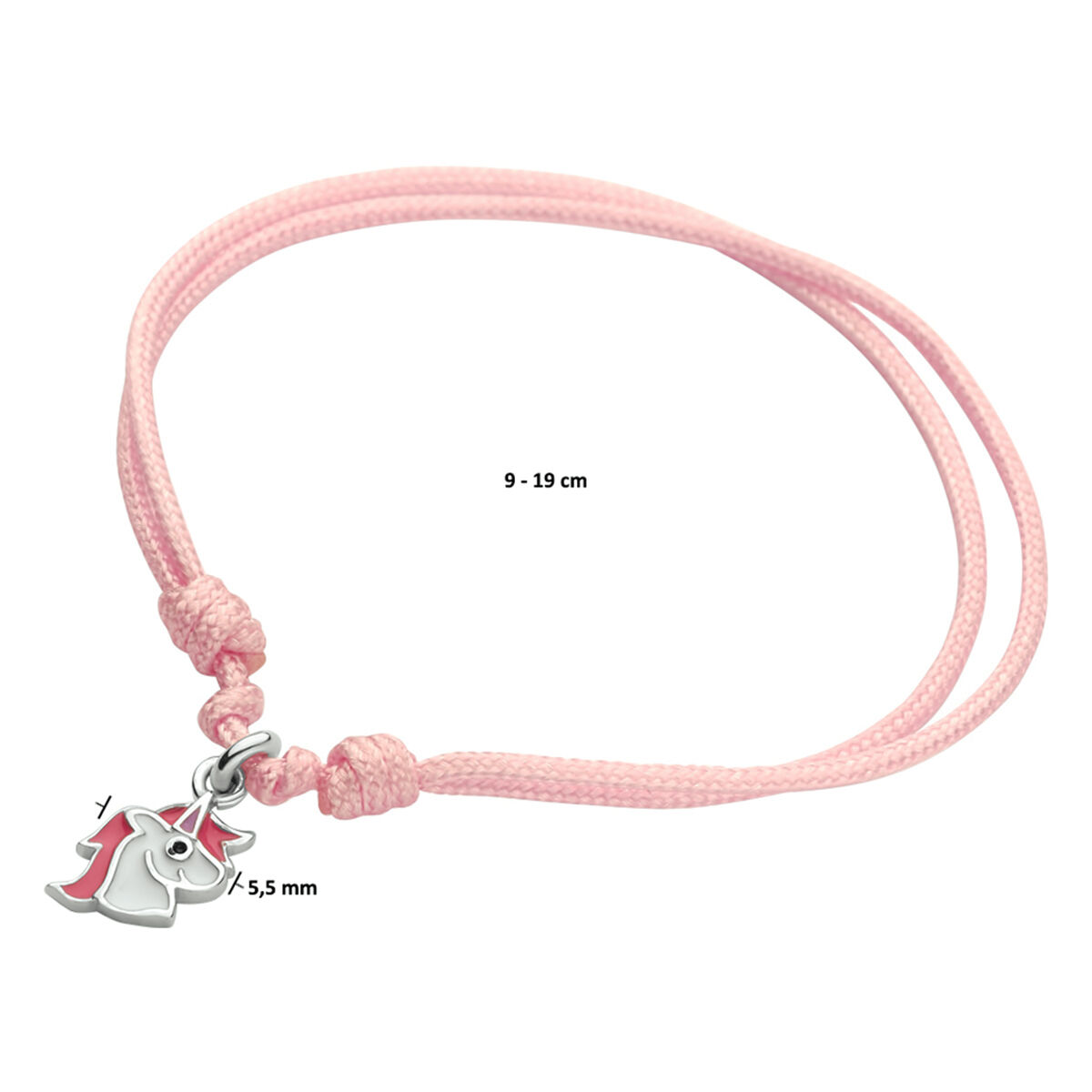 Satijnen kinderarmbandje met unicorn hanger