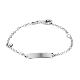 Baby/kind naam armbandje met liggend hartje, 925 sterling zilver