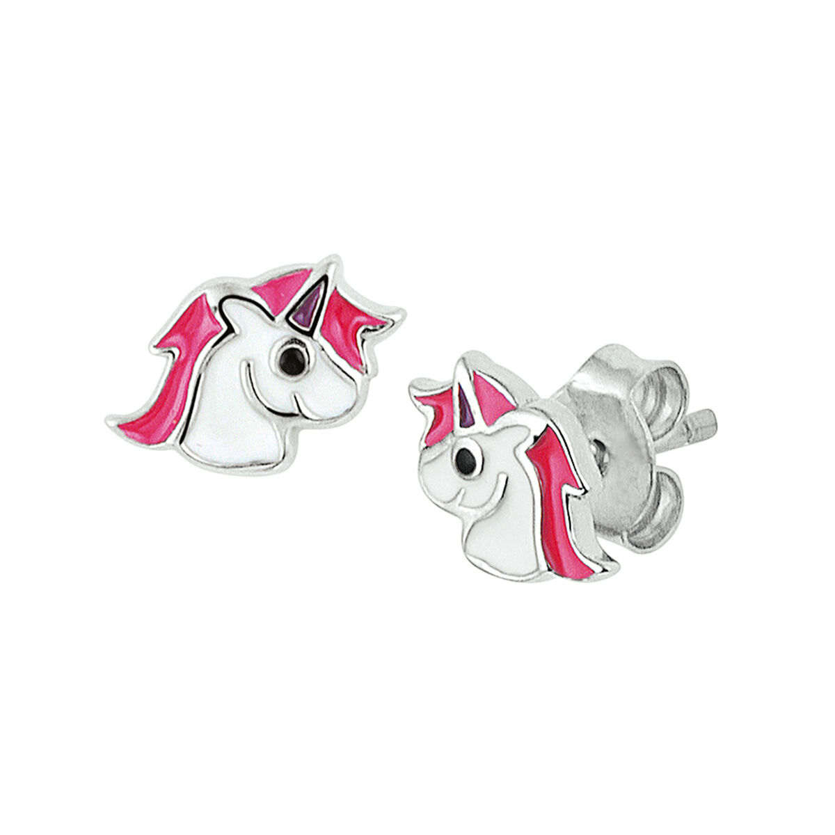Zilveren oorknoppen unicorn