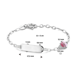 Baby/kind naam armbandje met lieveheersbeestje roze, 925 sterling zilver