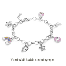 Schakel armbandje voor bedeltjes, zilver