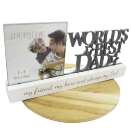 Fotolijstje, 'World's Best Dad', houten letters