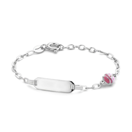 Baby/kind naam armbandje met lieveheersbeestje roze, 925 sterling zilver