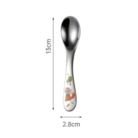 Kinderbestek bosdieren met kleurenprint, stainless steel