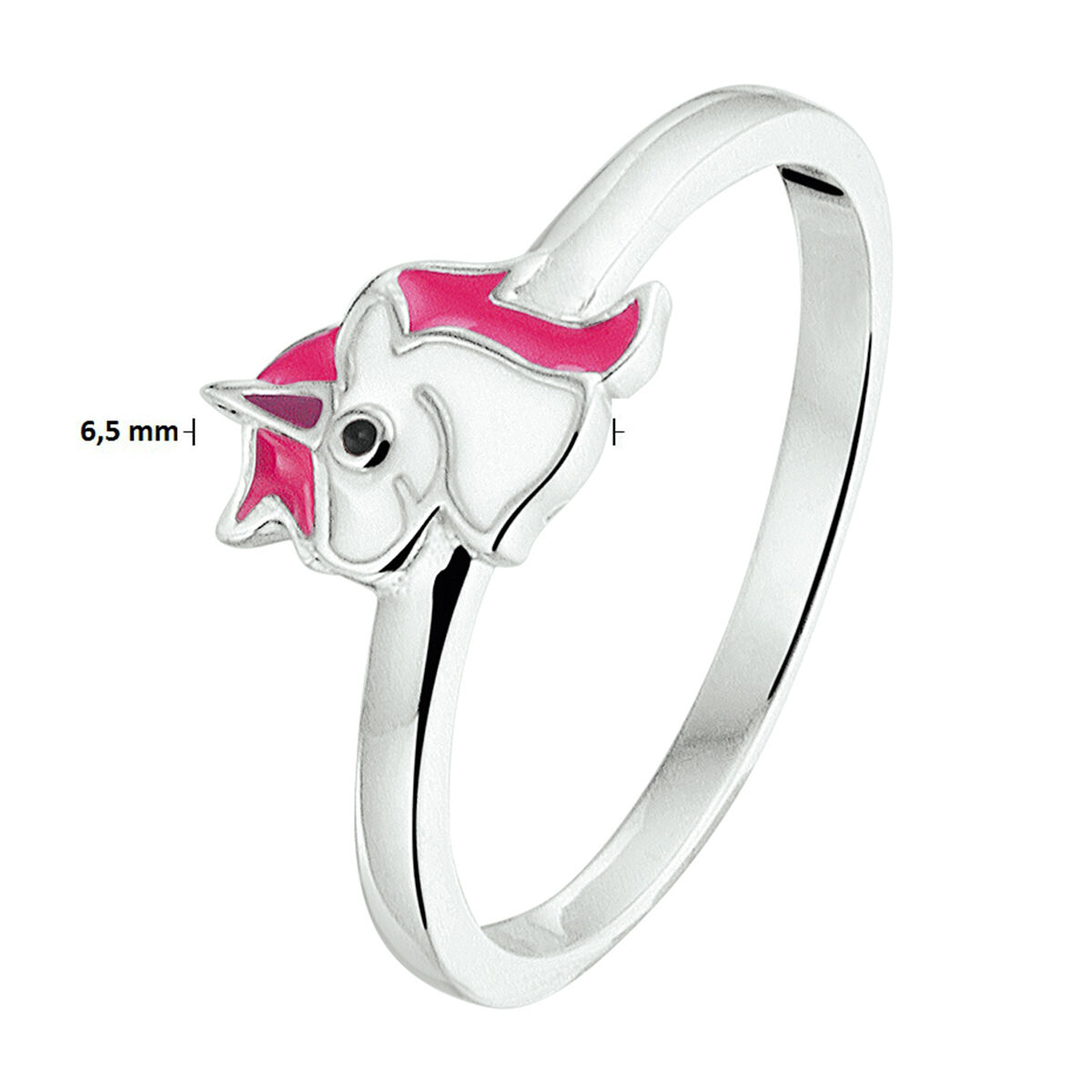 Zilveren ring unicorn
