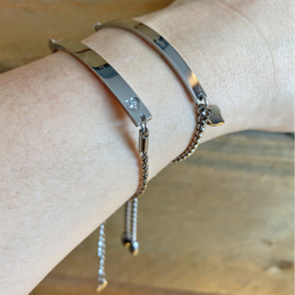 Gepersonaliseerde armband met zirkonia, 'Voor Mama/Oma' (staal)