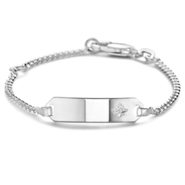 Baby/kind naam armbandje met zirkonia, 925 sterling zilver