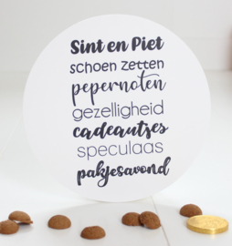 Muurcirkel Sint Tekst 20 cm