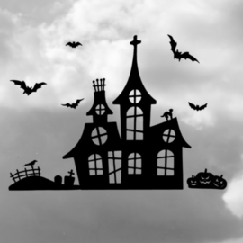 Raamsticker Halloween Haunted House