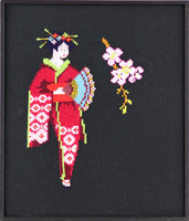 Geisha met bloem borduurset
