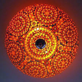 Plafondlamp mozaïek rood oranje - 50 cm.