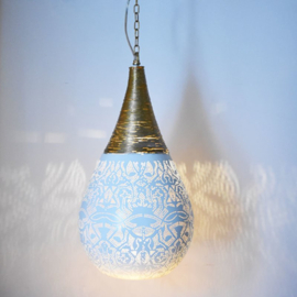 Oosterse filigrain hanglamp Agra - wit goud - L