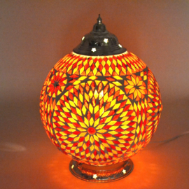 Mozaïek tafellamp 25 cm. - rood en oranje - Turks