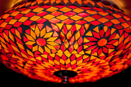 Plafondlamp mozaïek rood en oranje 25 cm. Turks