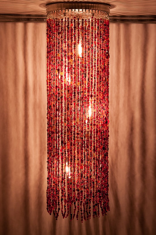 Hanglamp glaskralen rood-oranje