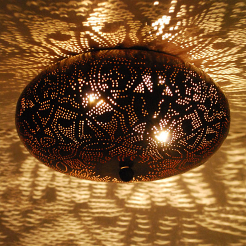Plafondlamp filigrain  patina roest - 25 cm.