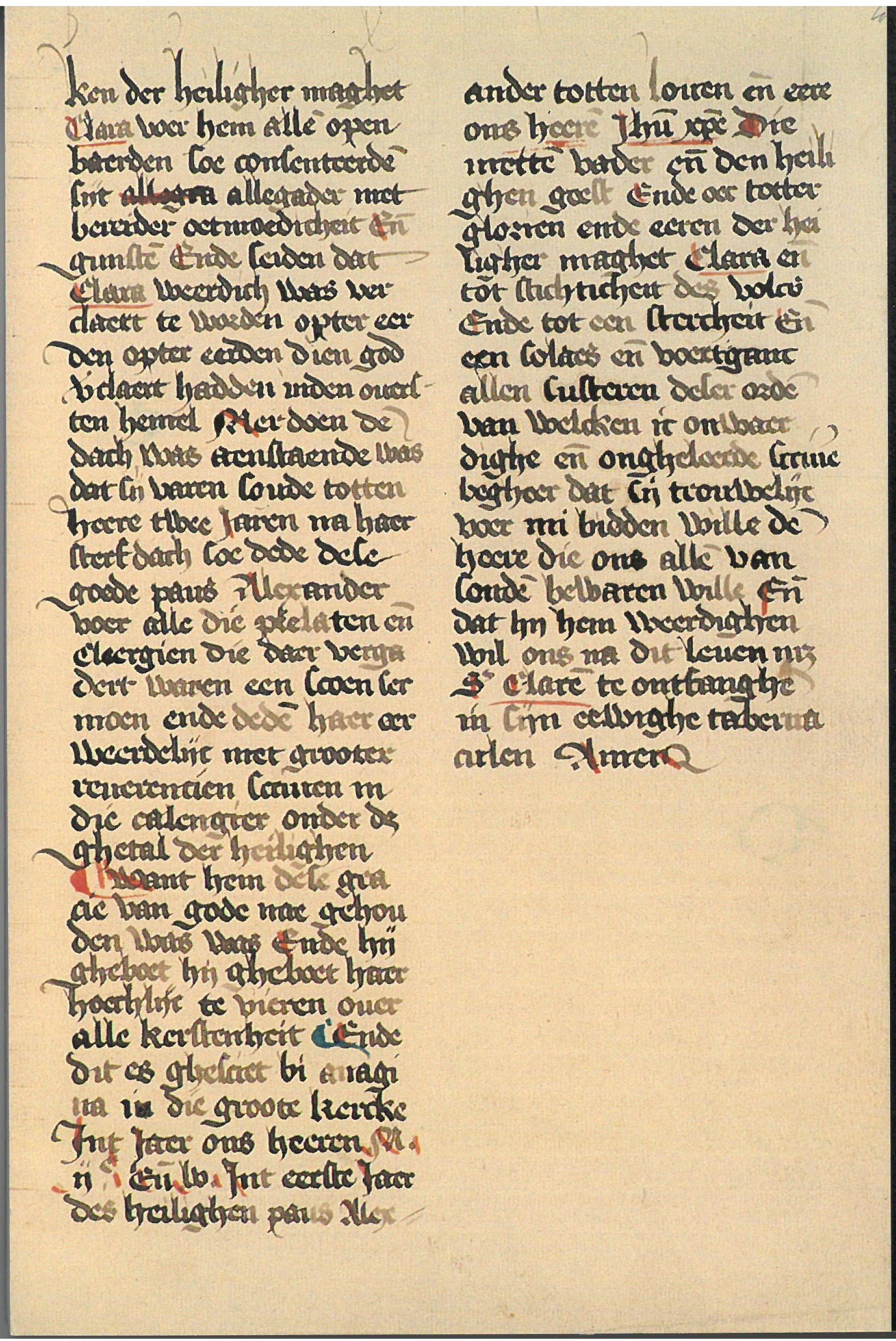 Het leven van de heilige maagd Sint Clara