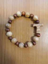 Kralenarmbandje met Tau-kruisje grote kralen