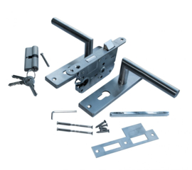 EUROFIX DEURSLOT SET RVS SCHILD RECHT DOORNMAAT 45 MM PC=85 MM