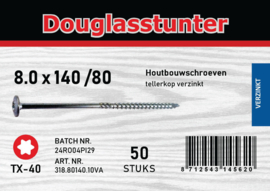 Houtbouw schroeven 8.0x140  50 stuks