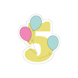 Cijfer 5 met ballonnen uitsteker 9cm