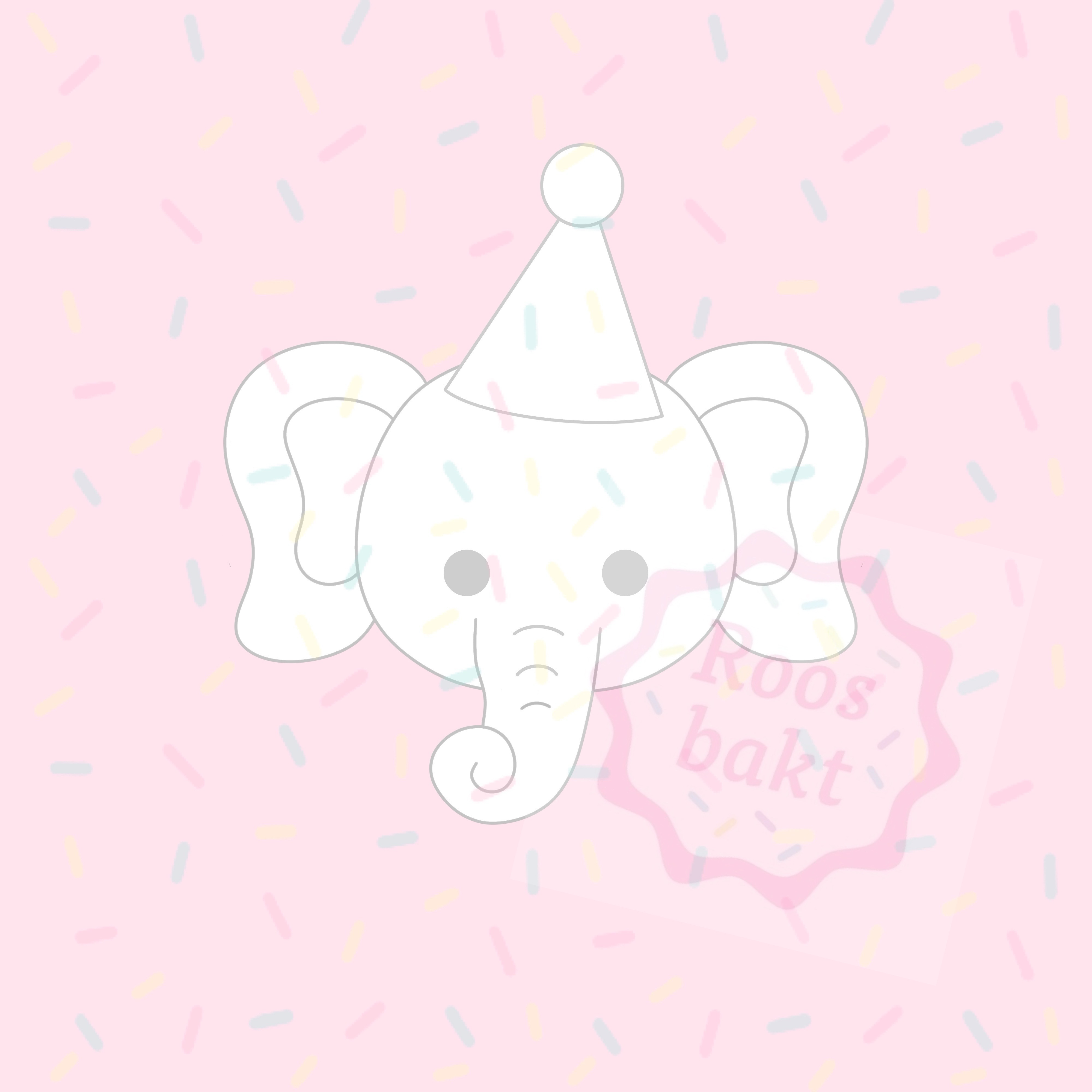 Stempel + uitsteker olifant feesthoed 8cm