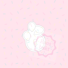 Stempel + uitsteker cijfer 6 met ballonnen 8cm