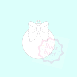 Stempel + uitsteker kerstbal rond met strik 7,5cm
