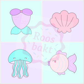 Set van 4 waterdieren uitstekers 7-8cm