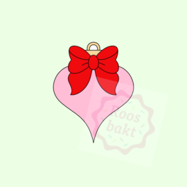 Kerstbal puntig met strik uitsteker 8cm