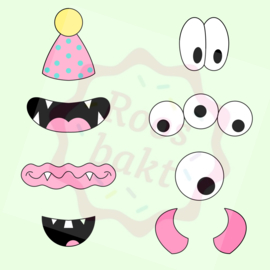 Monsters oog en mond set mini uitstekers