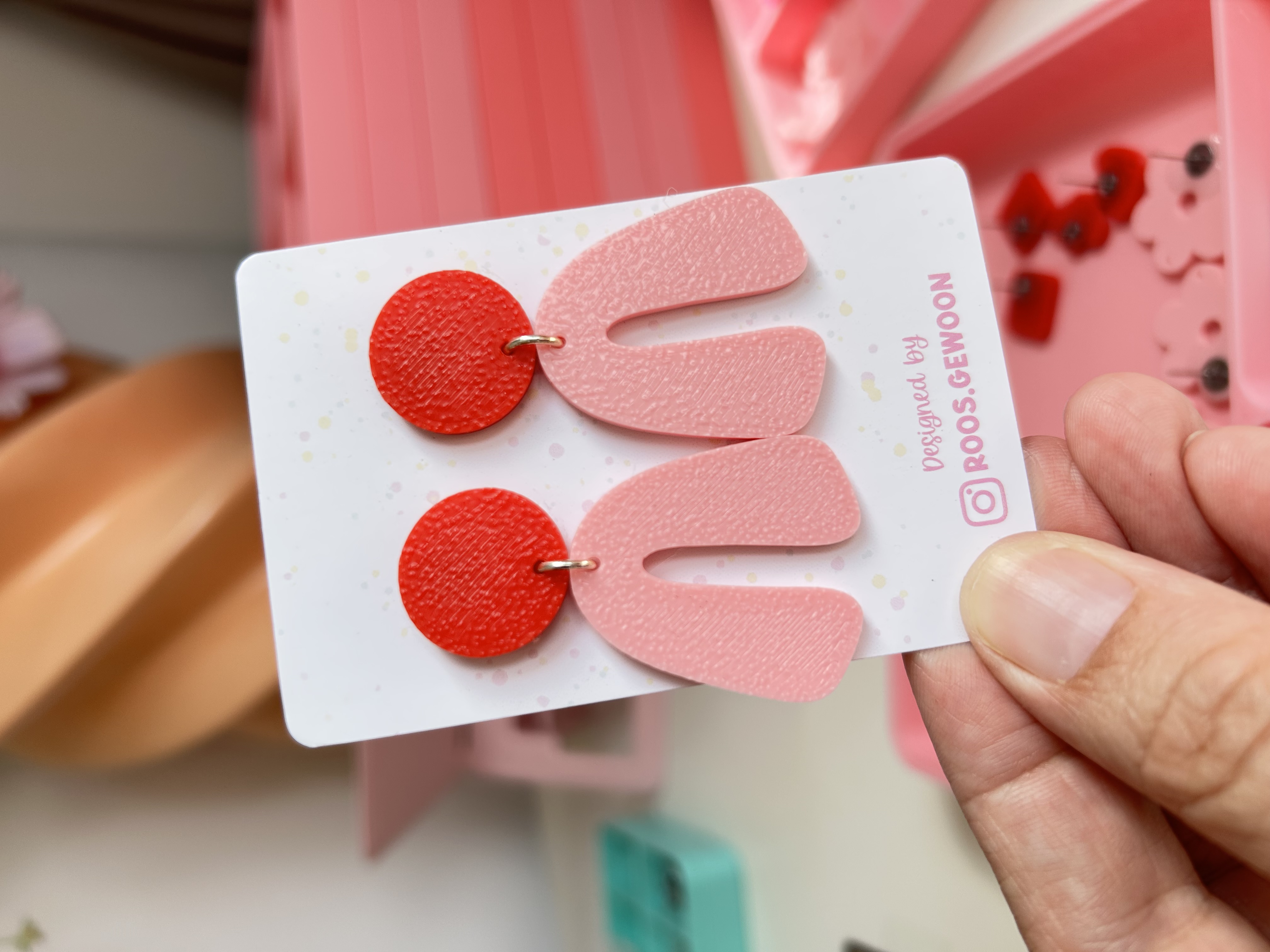 Oorbellen Ymke large roze-rood