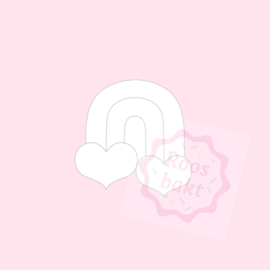 Stempel + uitsteker regenboog met hartjes 6 of 8cm
