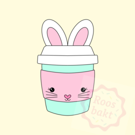 Coffee to go mollig met konijnen oren uitsteker 7, 9 of 11cm