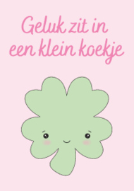 A7 kaartje Geluk zit in een klein koekje (gezichtje)