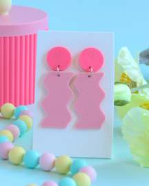 Oorbellen Wave roze-koraal