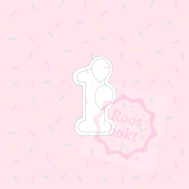 Stempel + uitsteker cijfer 1 met ballonnen 8cm