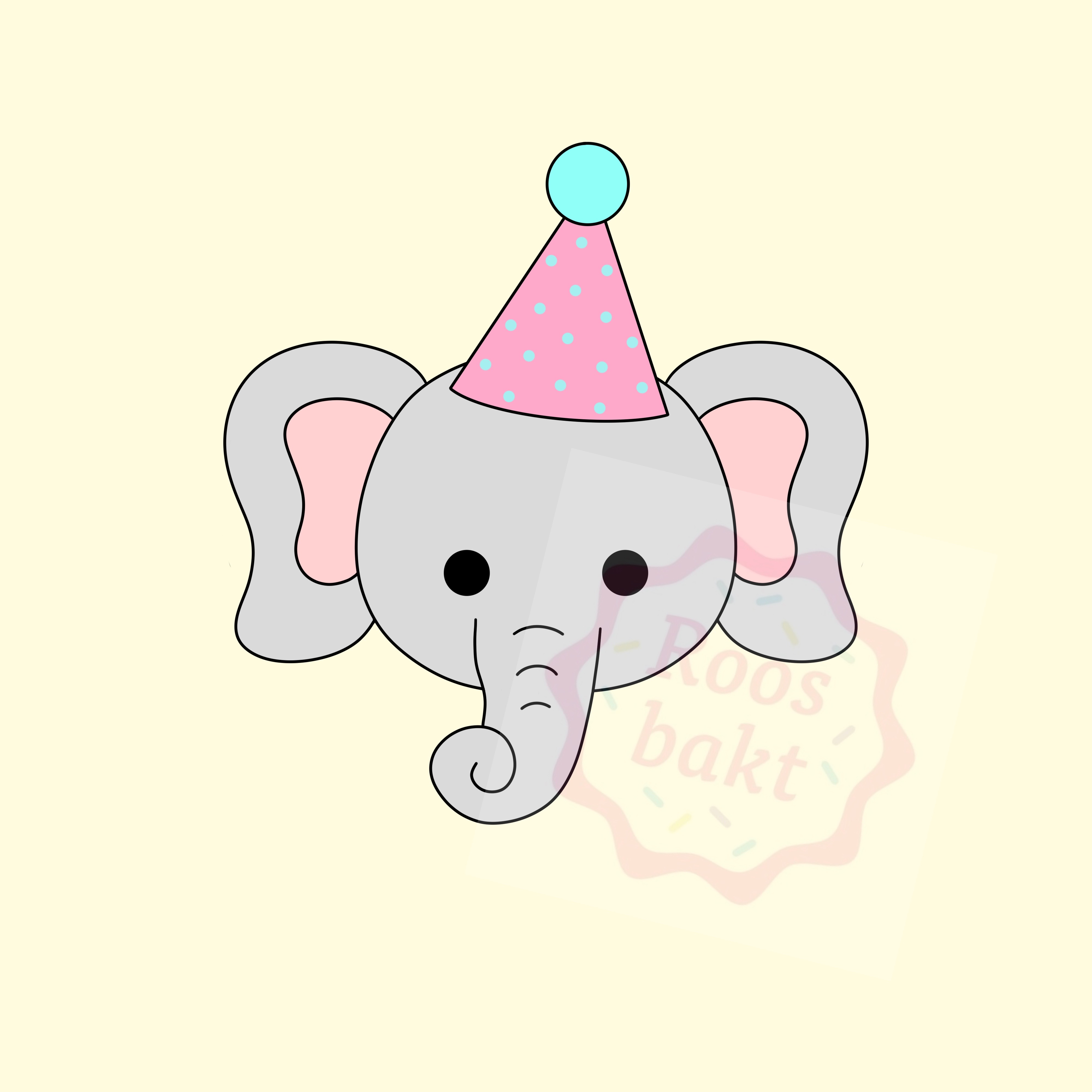 Olifant met feesthoed uitsteker 6, 8,5 en 11cm