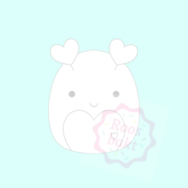 Stempel + uitsteker Squishmallow hartje 6 of 8cm