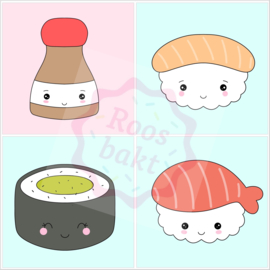 Set van 4 sushi uitstekers 7-8cm