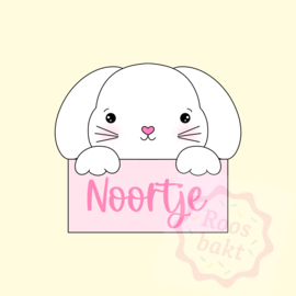 Konijn tekstbord 2 uitsteker 6, 8 of 10cm