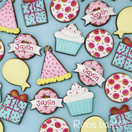 Donut met banner uitsteker 8cm