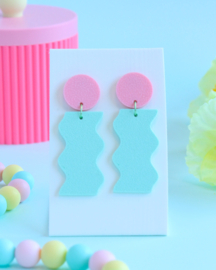 Oorbellen Wave mint-roze
