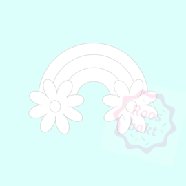 Stempel + uitsteker regenboog met margrietjes 6 of 8cm