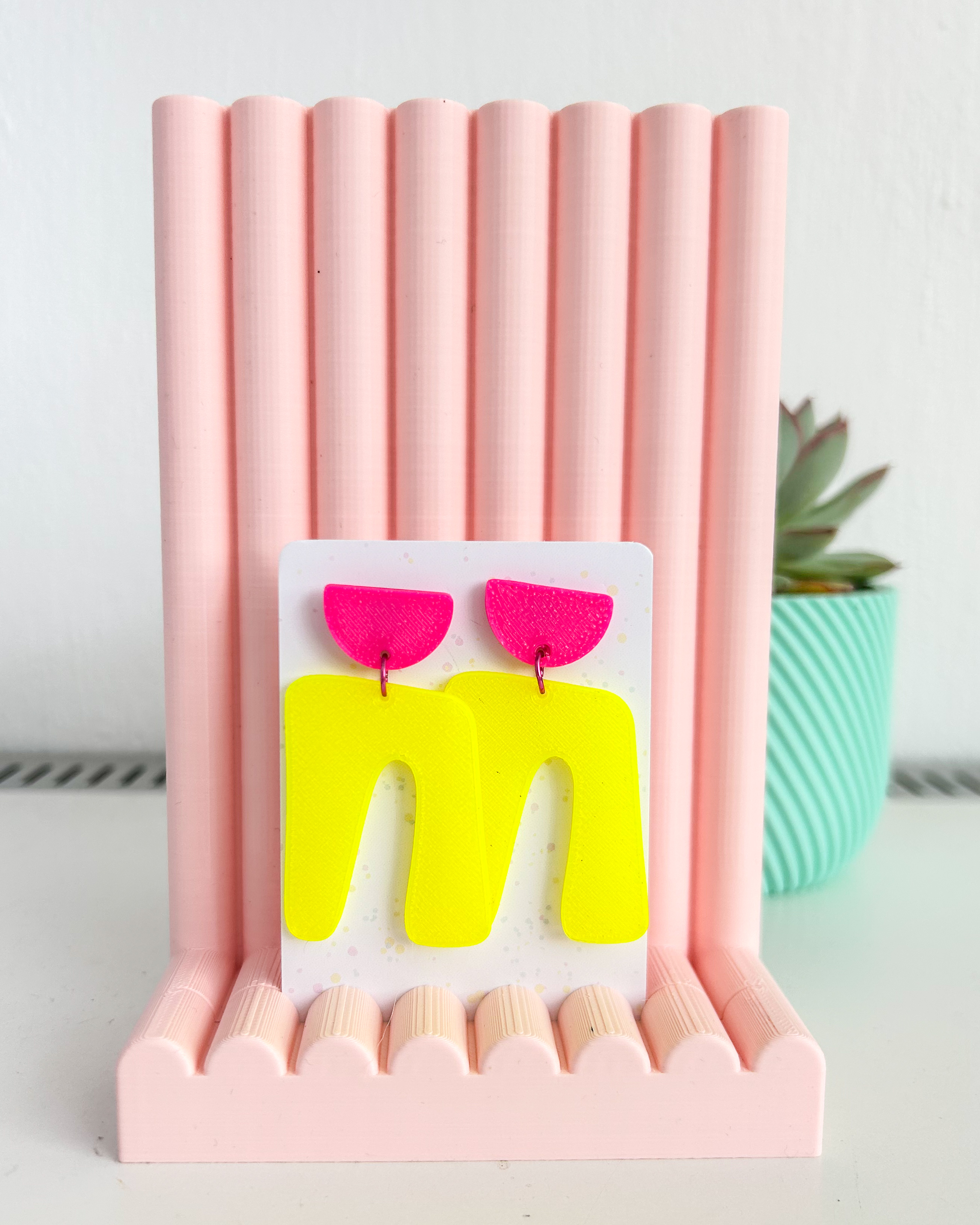 Oorbellen Funky neongeel-felroze