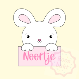 Konijn tekstbord 1 uitsteker 7, 9 of 11cm
