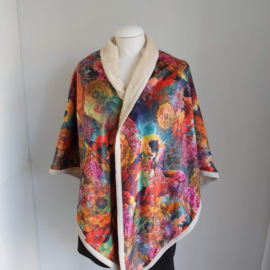 Imitatie bont omslagdoek (multi color | band | bloemen, abstract)