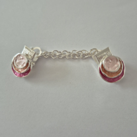 Zilverkleurige vestclip (zilver, roze | rondjes)