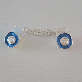 Zilverkleurige vestclip (zilver, blauw, vierkant)